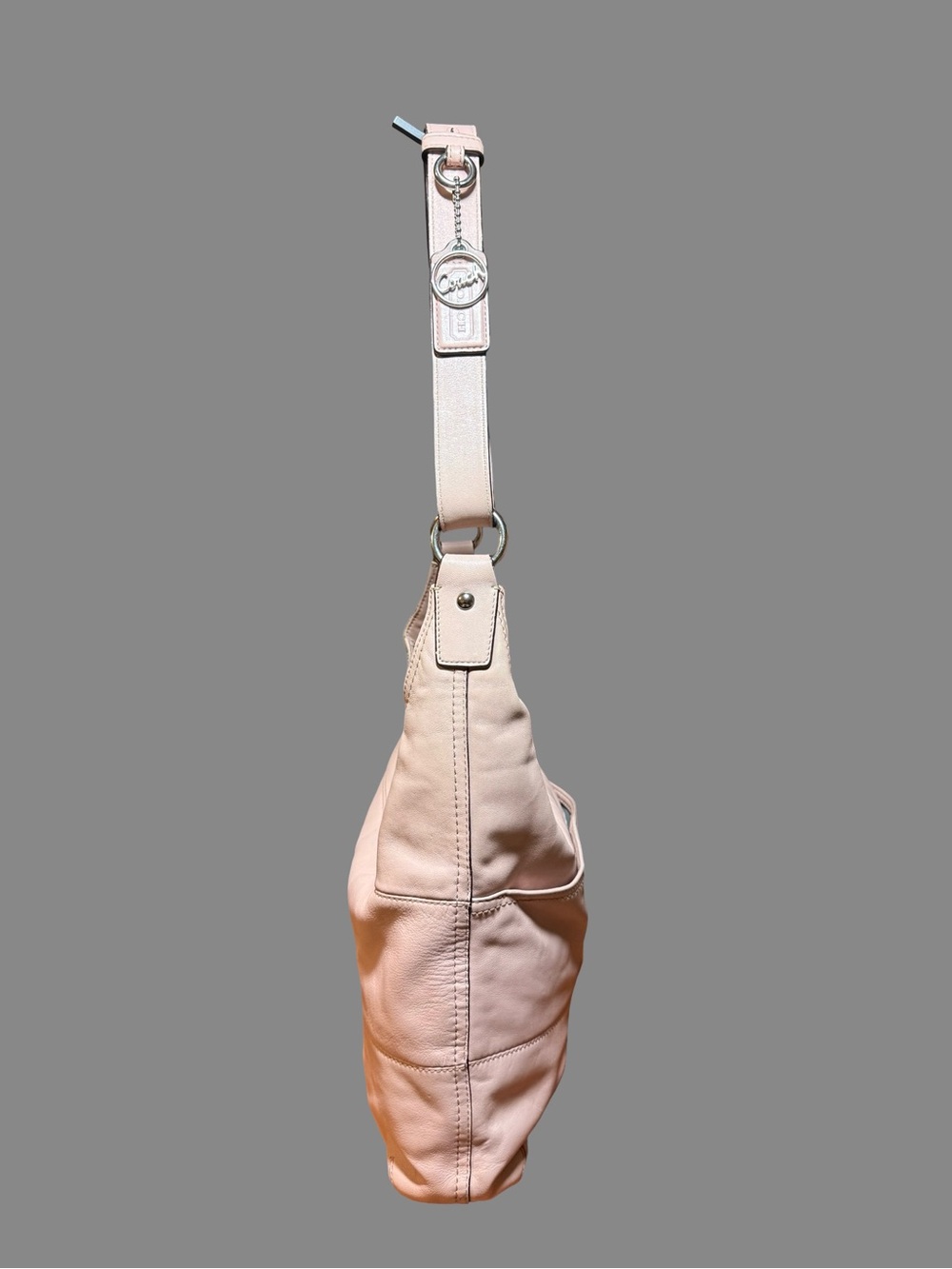 Vintage Coach Blush Pink Pieced Leather Duffle Hobo Bag F17116 - Picture 4 of 9